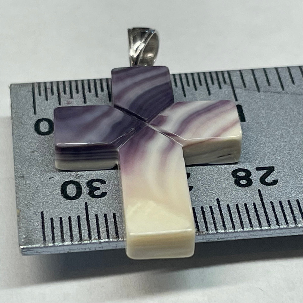 P3315 Cross Large Wampum Natural Sterling Silver Pendant