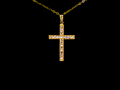 Plated 14K Sterling Silver Cross with Swarovski Crystal