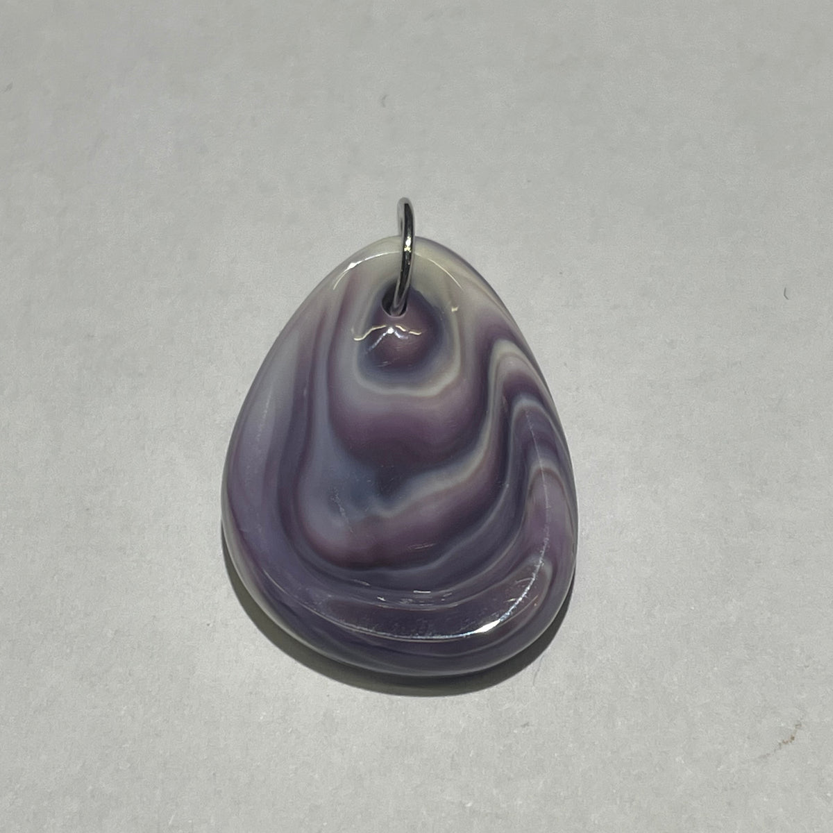 P3413 Indented Teardrop Wampum Sterling Silver Pendant