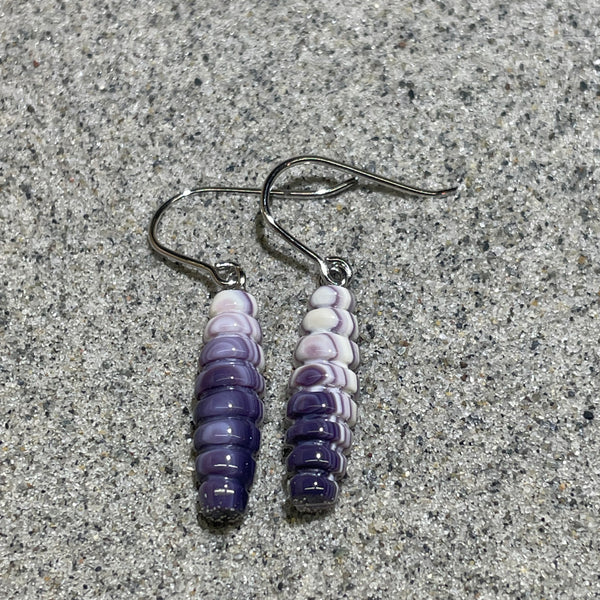 E3133 Maize/Corn Wampum Natural Earrings Sterling Silver