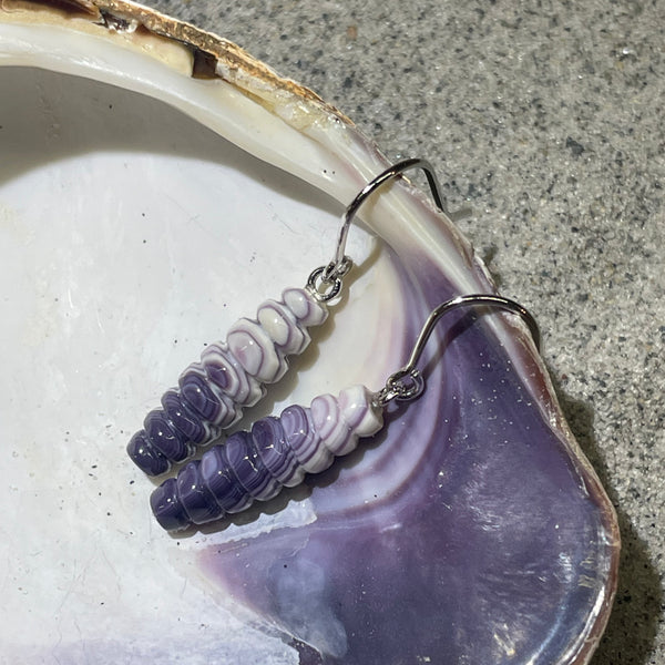 E3133 Maize/Corn Wampum Natural Earrings Sterling Silver