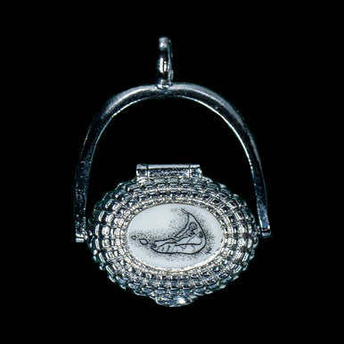 Nantucket Basket Pendant w/18" Chain Etched Nantucket Island Map Design Top Sterling Silver Plate