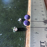 E3124 Round Small Stud Wampum Natural Earrings Sterling Silver