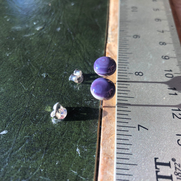 E3124 Round Small Stud Wampum Natural Earrings Sterling Silver