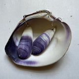 E3098 New Teardrop Wampum Natural Earrings Sterling Silver