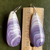 E3098 New Teardrop Wampum Natural Earrings Sterling Silver