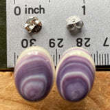 E3126 Oval Large Stud Wampum Natural Earrings Sterling Silver