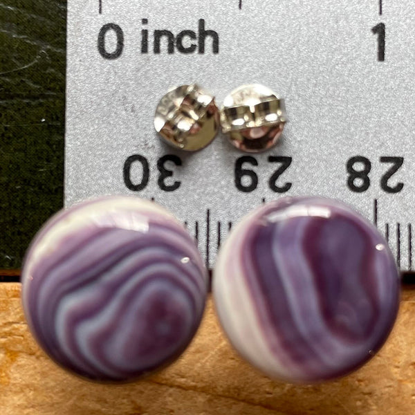 E3125 Round Large Studs Wampum Natural Earrings Sterling Silver