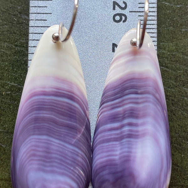 E3098 New Teardrop Wampum Natural Earrings Sterling Silver