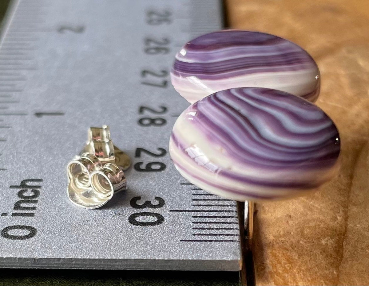 E3125 Round Large Studs Wampum Natural Earrings Sterling Silver