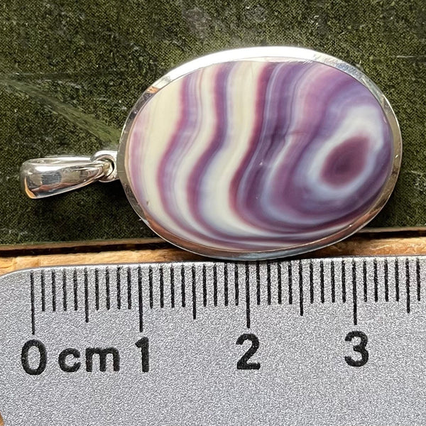 P1086 Oval XL Sterling Silver Wampum Inlay Pendant