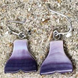 E3135 Whale Tail Wampum Natural Earrings Sterling Silver