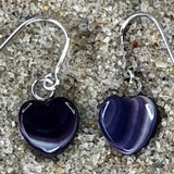E3132 Heart Wampum Natural Earrings Sterling Silver
