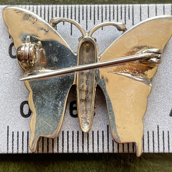 B1020 Butterfly Brooch/Pin Wampum Sterling Silver