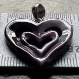 P3407 Double Heart Medium Wampum Natural Sterling Silver Pendant