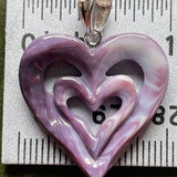 P3407 Double Heart Medium Wampum Natural Sterling Silver Pendant