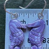 E3147 Seahorse Wampum Natural Earrings Sterling Silver