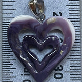 P3407 Double Heart Medium Wampum Natural Sterling Silver Pendant