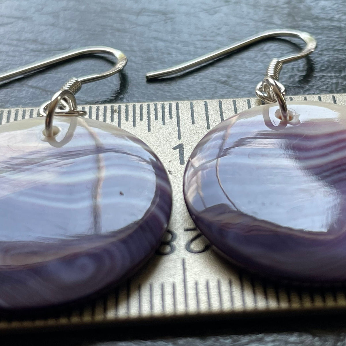 E3165 1 Inch Round 25mm Wampum Natural Earrings Sterling Silver