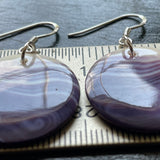 E3165 1 Inch Round 25mm Wampum Natural Earrings Sterling Silver