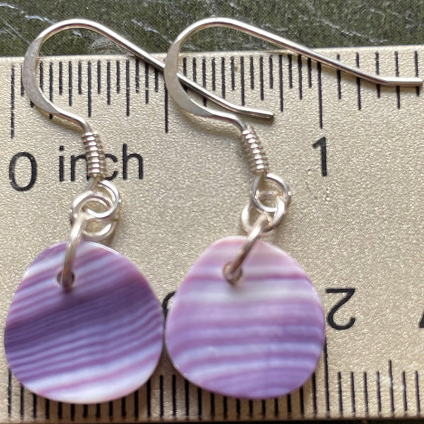 E3138 Free Form Small Wampum Natural Earrings Sterling Silver