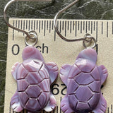 E3146 Turtle Medium Wampum Natural Earrings Sterling Silver