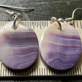 E3160 Free Form Medium Wampum Natural Earrings Sterling Silver