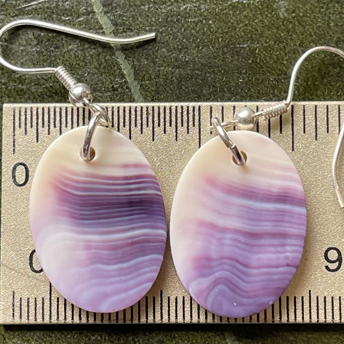 E3160 Free Form Medium Wampum Natural Earrings Sterling Silver