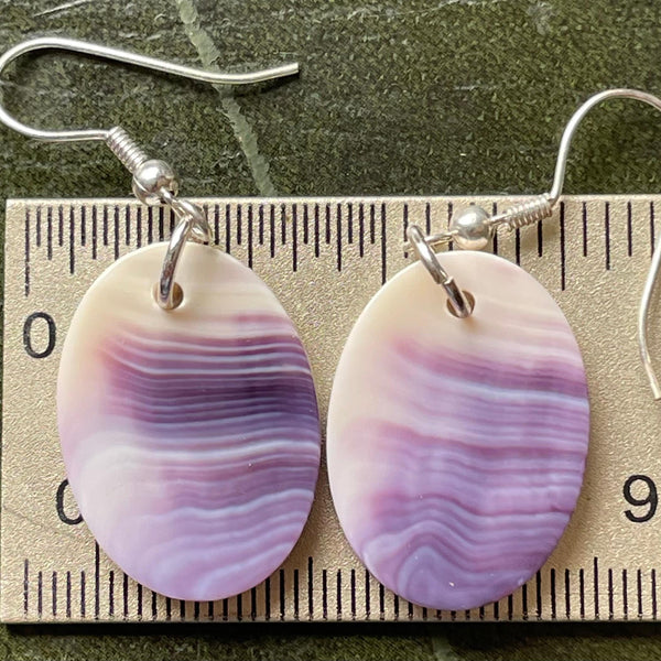 E3160 Free Form Medium Wampum Natural Earrings Sterling Silver