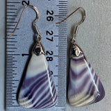 E3099 Long Triangle Wampum Natural Earrings Sterling Silver