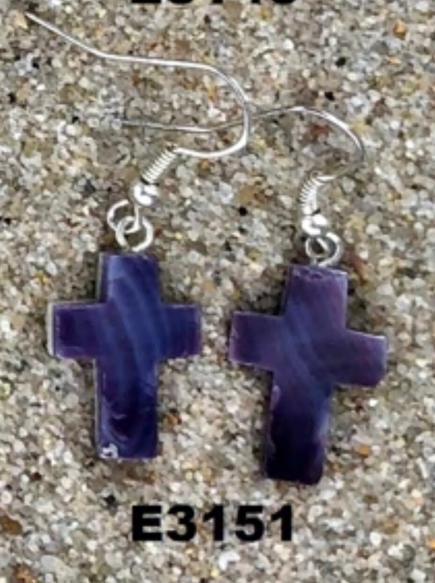 E3151 Wampum Natural Earrings Sterling Silver