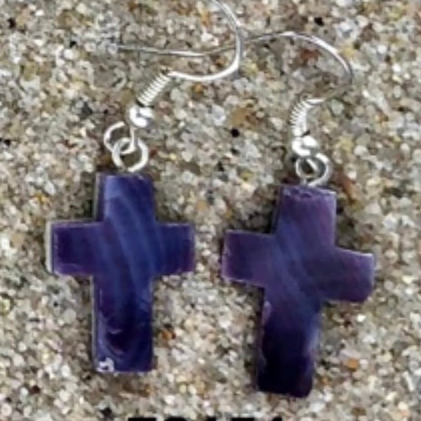 E3151 Wampum Natural Earrings Sterling Silver
