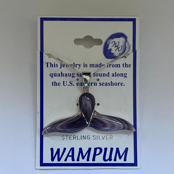 P1002 Whale Tail Wampum Sterling Silver Inlay Pendant