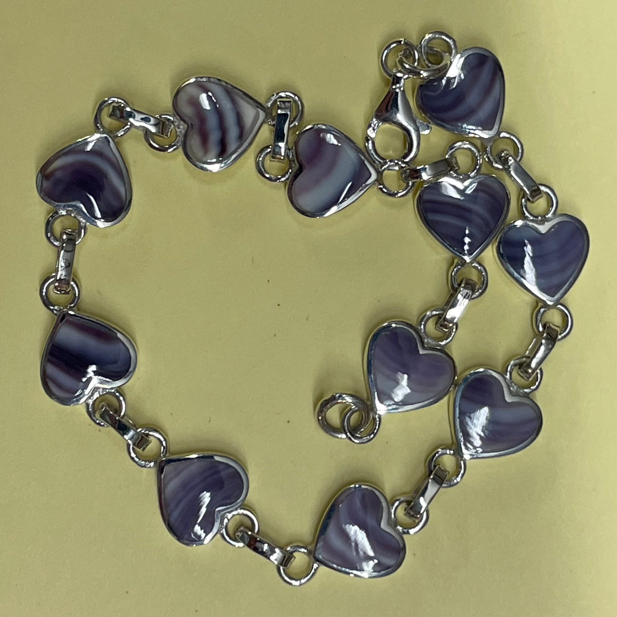 BR1043 Heart Small 7.75 Inches Wampum Sterling Silver Bracelet