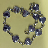 BR1043 Heart Small 7.75 Inches Wampum Sterling Silver Bracelet