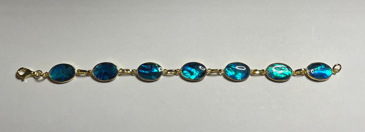 BR1040 Oval Medium 7 Inches Wampum Sterling Silver Bracelet