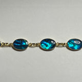 BR1040 Oval Medium 7 Inches Wampum Sterling Silver Bracelet