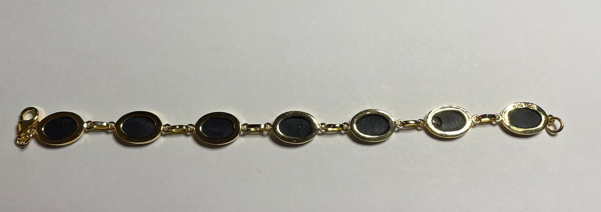 BR1040 Oval Medium 7 Inches Wampum Sterling Silver Bracelet