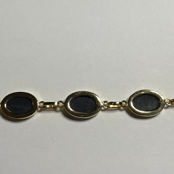 BR1040 Oval Medium 7 Inches Wampum Sterling Silver Bracelet