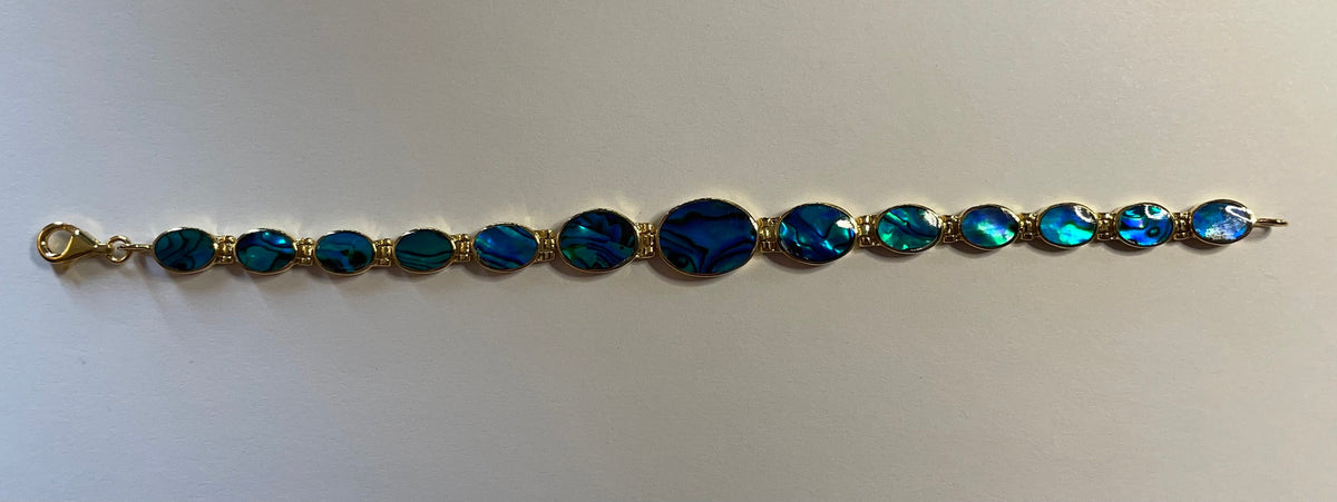 BR1031 Oval Graduated 7.25 Inches Wampum Sterling Silver Bracelet