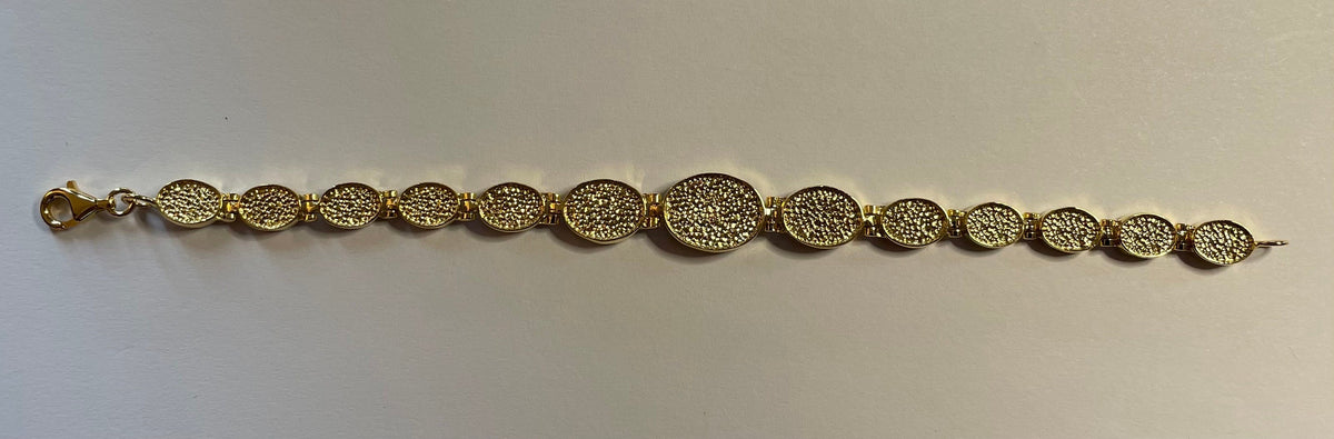 BR1031 Oval Graduated 7.25 Inches Wampum Sterling Silver Bracelet