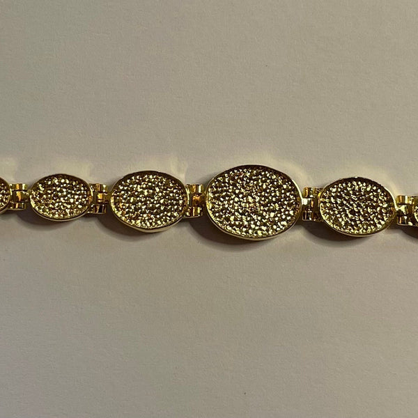 BR1031 Oval Graduated 7.25 Inches Wampum Sterling Silver Bracelet