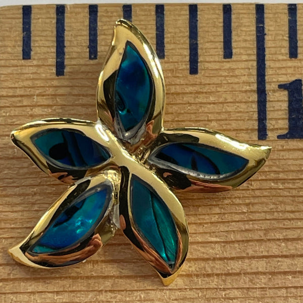 P1091 Flower Sterling Silver Wampum Inlay Pendant