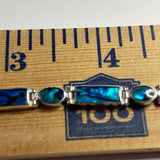 BR1007 Rectangle/Oval 7.5 Inches Wampum Sterling Silver Bracelet