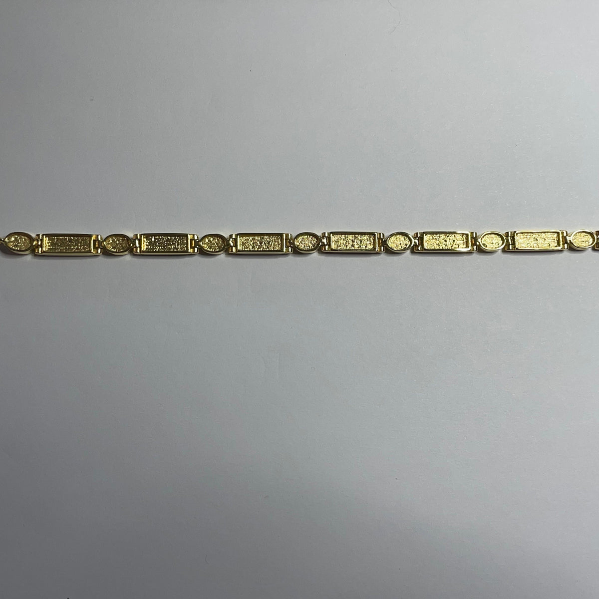 BR1007 Rectangle/Oval 7.5 Inches Wampum Sterling Silver Bracelet