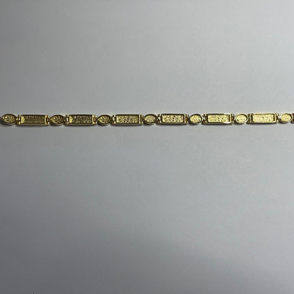 BR1007 Rectangle/Oval 7.5 Inches Wampum Sterling Silver Bracelet
