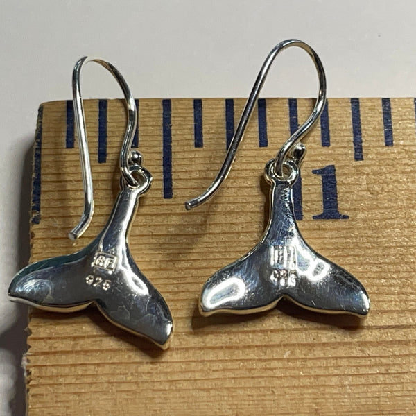 E1221 Whale Tail Wampum Sterling Silver Earrings