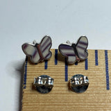 E1115 Butterfly Small Wampum Sterling Silver Earrings