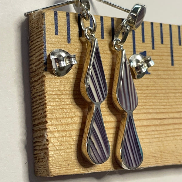 E1014 Double Tear Wampum Sterling Silver Earrings