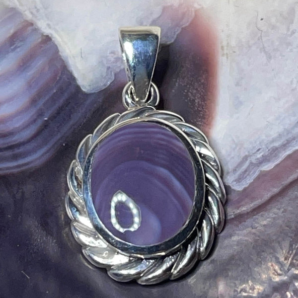 P1092 Rope Sterling Silver Wampum Inlay Pendant